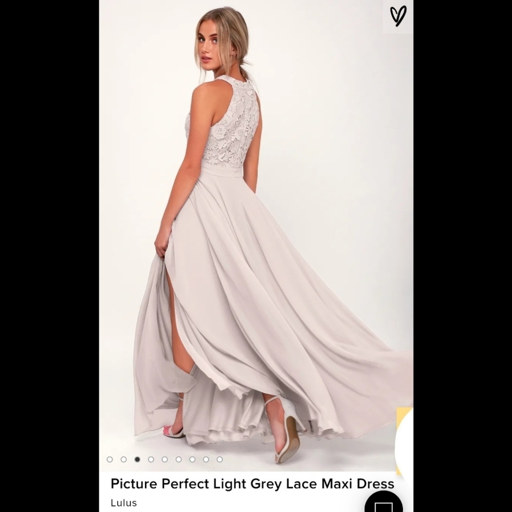 Lulus Picture Perfect Light Grey Maxi Dress with Handmade Headband